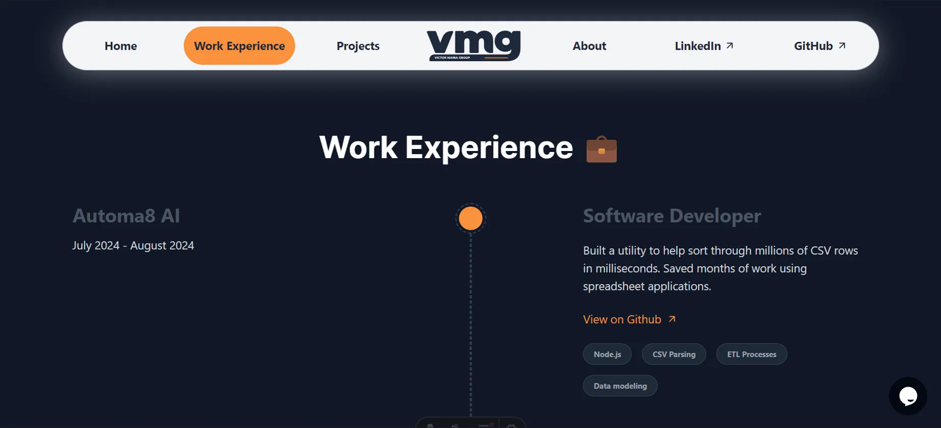 Work Experience Page