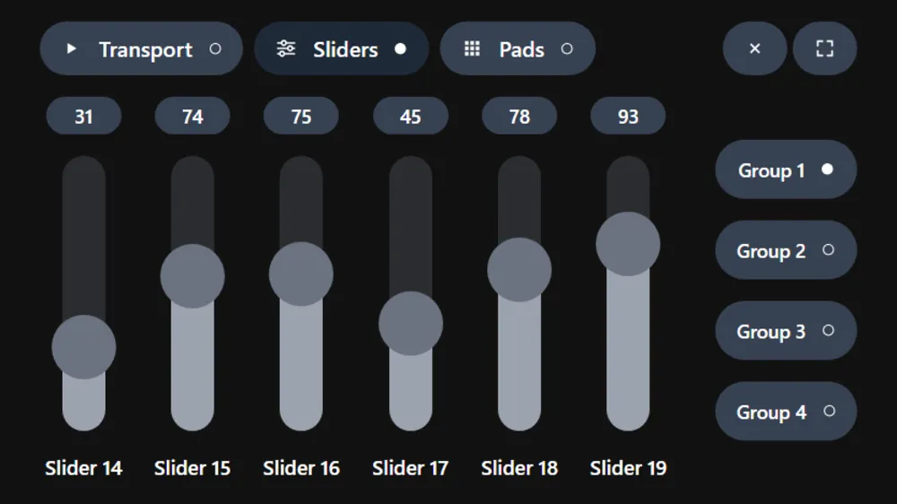 Sliders page